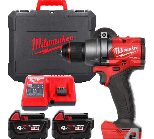 Ударная дрель-шуруповерт Milwaukee M18 FUEL M18FPD3-402C 4933492473 с 2-мя АКБ 4 Ач, кейс