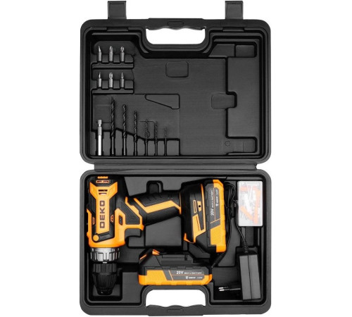 Дрель-шуруповерт Deko GCD20DU PRO Set63 083-1039 с 2-мя АКБ, кейс