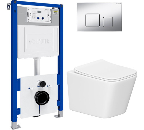 Унитаз подвесной Lauter Square 214903 с кнопкой 219703F квадратная, сатин