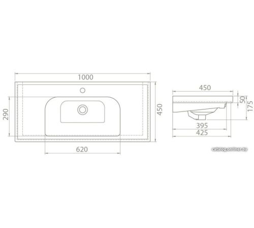 Умывальник CeraStyle Frame 100 031400-u