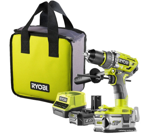 Ударная дрель-шуруповерт Ryobi R18PD7-252S 5133004391 с 2-мя АКБ, сумка
