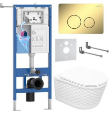 Унитаз подвесной Roxen Vine Tornado в комплекте с инсталляцией StounFix Dual Fresh 6 в 1 868595 кнопка: сатин матовая