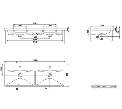 Умывальник CeraStyle Elite VB032B52T00
