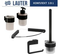 Набор аксессуаров для ванной Lauter 21TS3019 + 21TS3021 + 21TS3015 + 21TS3008 + 21TS3023 Matt Black, 5 предметов