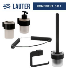 Набор аксессуаров для ванной Lauter 21TS3019 + 21TS3021 + 21TS3015 + 21TS3008 + 21TS3023 Matt Black, 5 предметов