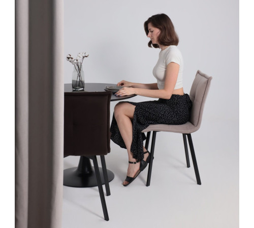 Стул AksHome Рубик U Velutto 24 темно-коричневый велюр/черный