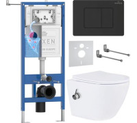 Унитаз подвесной Roxen Antares Bidet в комплекте с инсталляцией StounFix Dual Fresh 6 в 1 868517 кнопка: черный матовая