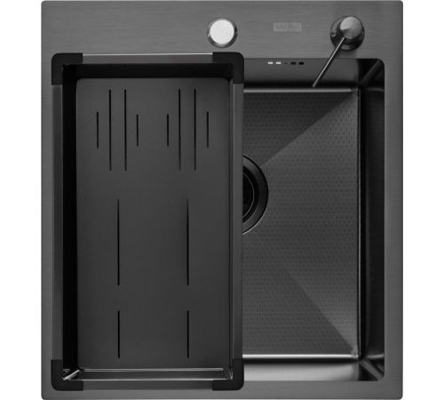 Кухонная мойка ARFEKA Eco AR мойка 450*500, коландер G, дозатор Black Decor