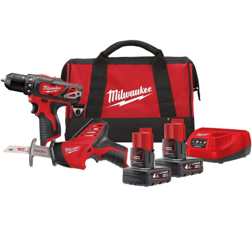 Milwaukee М12 ВPP2С-402B 4933441230 шуруповерт, сабельная пила, 2 АКБ, сумка