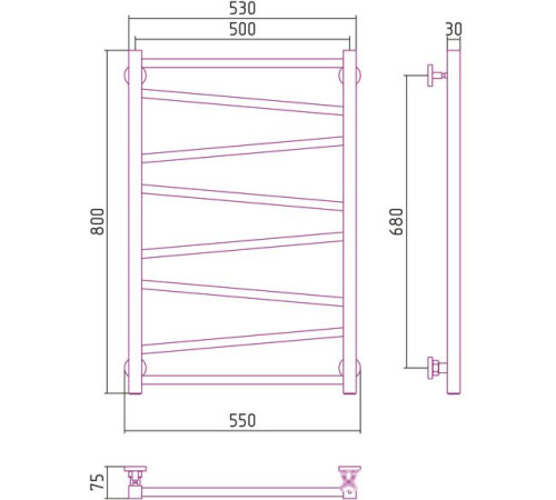 Полотенцесушитель Сунержа Сирокко 800х500 00-0253-8050