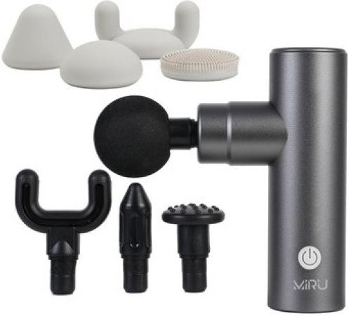 Перкуссионный массажер Miru BM-18 8 насадок, серый