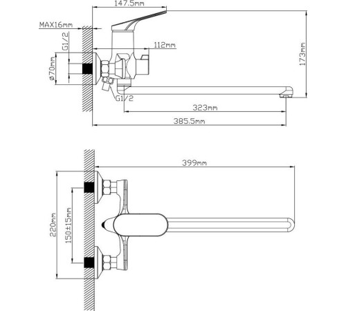 Смеситель Econoce D35 710 EC0711BL черный