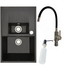 Кухонная мойка БелЭворс Forma R + смеситель W74004-2 + дозатор L405F черный