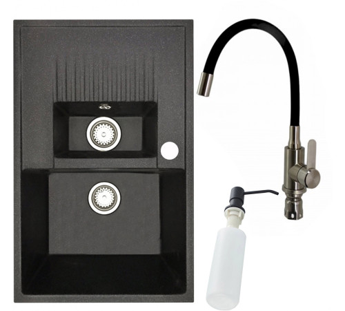 Кухонная мойка БелЭворс Forma R + смеситель W74004-2 + дозатор L405F черный