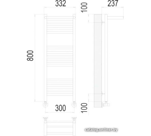 Полотенцесушитель TERMINUS Аврора П16 300x800 с полкой нп хром