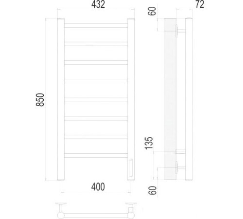 Полотенцесушитель TERMINUS Аврора П8 400x850 электро хром