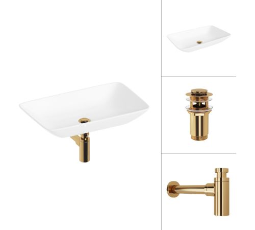 Умывальник Lauter 21540 + клапан 21190G + сифон 21635G золото