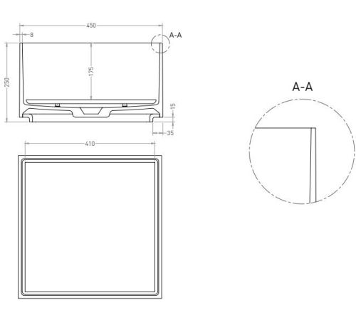 Умывальник Salini Armonia Square 02 130512G S-Sense, глянцевый