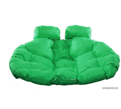 Подвесное кресло M-Group Для двоих 11450204 коричневый ротанг/зеленая подушка