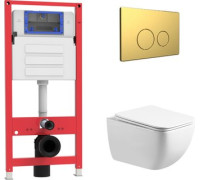 Унитаз подвесной Oliveeka OL-MQ1216R22-BG золотой матовый