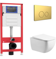 Унитаз подвесной Oliveeka OL-MQ1216R22-BG золотой матовый