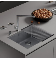 Кухонная мойка Roxen Uno 560210-54S под столешницу сатин/текстурная поверхность ролл-мат, дозатор, сифон