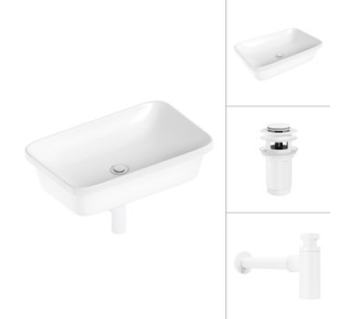 Умывальник Lauter 21370 + клапан 21190W + сифон 21635W белый матовый