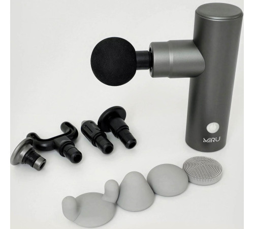 Перкуссионный массажер Miru BM-18 8 насадок, серый