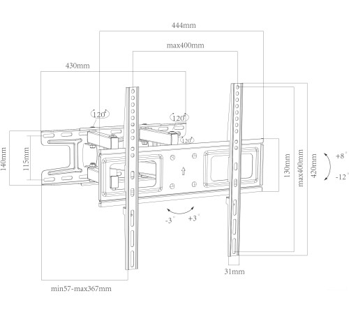 Кронштейн для телевизора Metaldesign MD 3354 Full Motion