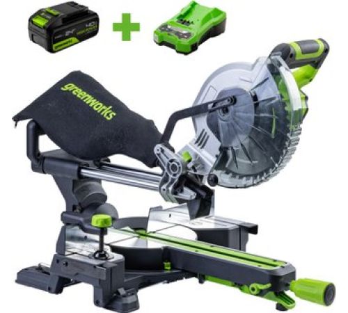 Торцовочная пила Greenworks GD24MS216K4 1501707UB с 1-им АКБ