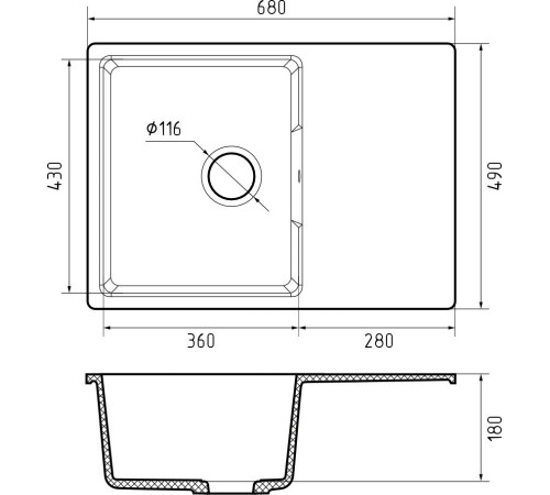 Кухонная мойка GranFest Urban GF-Urban 668L черный