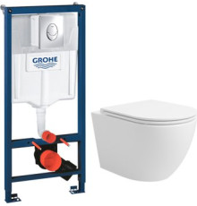 Унитаз подвесной Lauter Vortex 2110830 + GROHE Rapid SL 38721001 с кнопкой овальная, хром