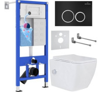 Унитаз подвесной Roxen Cube Bidet One Rimless 6 в 1 StounFix Dual Fresh 508149 кнопка: черный матовый