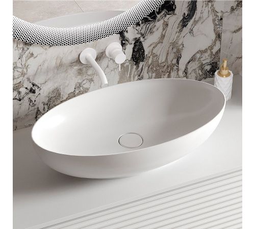 Умывальник Belux Алекс 700 Эллипс 18, белый матовый/Solid Surface