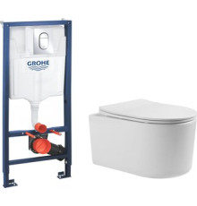 Унитаз подвесной Grado GD-W204T + GROHE Rapid SL 39504000 с кнопкой смыва