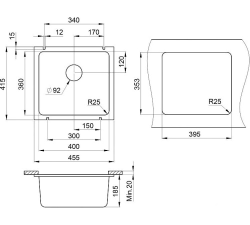 Кухонная мойка Granula GR-3601 черный