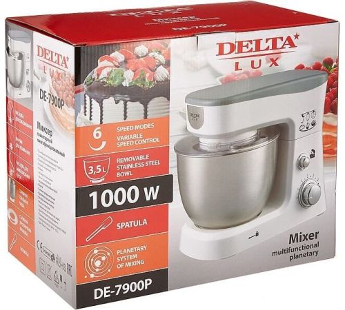 Планетарный миксер Delta DE-7900P белый/серый