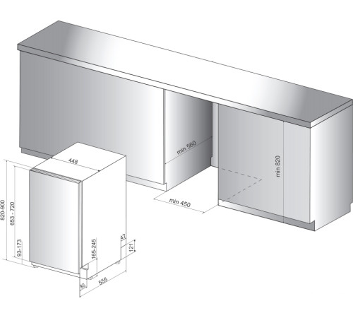 Встраиваемая посудомоечная машина Whirlpool WSIO 3O23 PFE X