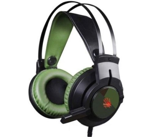Наушники с микрофоном A4Tech Bloody J450 черный/зеленый