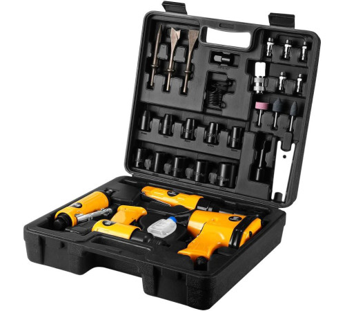 Deko Premium SET 34 018-0908 прямая пневмошлифмашинка, пневмотрещотка, пневмодолото, пневмогайковерт