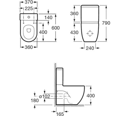 Унитаз Roca Meridian-N Compacto 342248000 без бачка, без сиденья