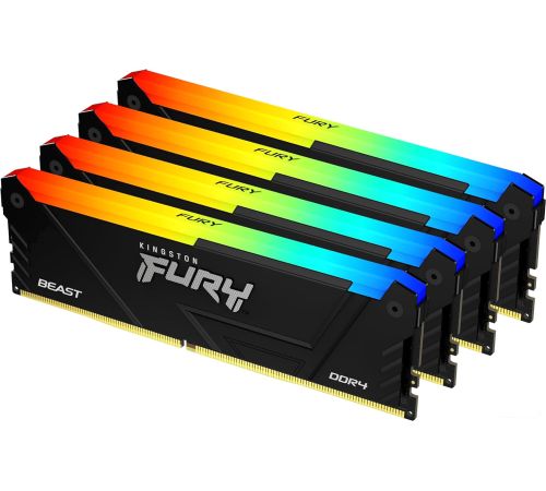 Оперативная память Kingston FURY Beast RGB 4x16ГБ DDR4 3200 МГц KF432C16BB12AK4/64