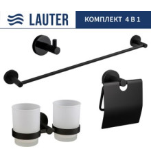 Набор аксессуаров для ванной Lauter 21SH72082 + 21SH72092 + 21SH72102 + 21SH70012 Matt Black, 4 предмета