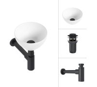 Умывальник Lauter 21601E + клапан 21190B + сифон 21635B черный матовый