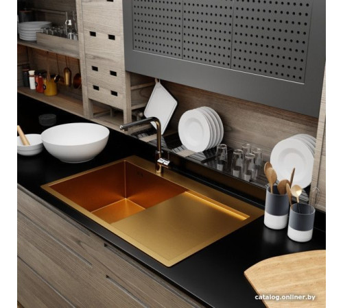 Кухонная мойка Mixline Pro 552919 золото, с сифоном