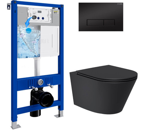 Унитаз подвесной Lauter Longer 2110822 + 21901002 кнопка узкая, черный/черный