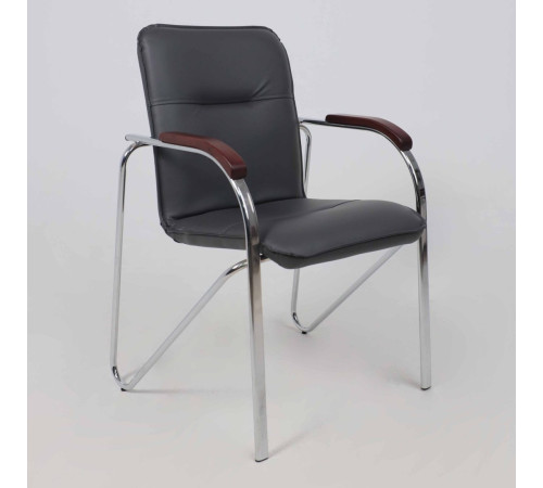 Офисный стул AksHome Samba Aks-1 Pegasso темно-серый/подлокотники дерево темное