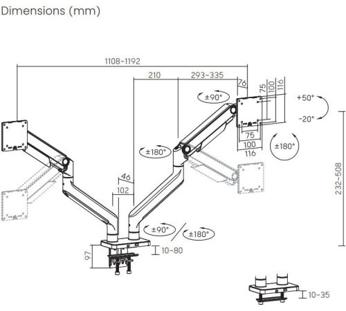 Кронштейн для монитора ErgoSmart Heavy-Duty Spark DBL