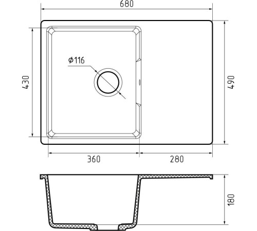 Кухонная мойка GranFest GF-Urban-668L черный