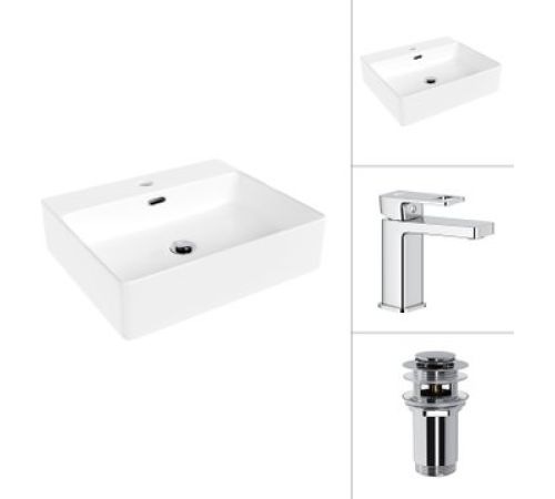 Умывальник Lauter 21478 + Cascade 21СК655C с донным клапаном 21190CH хром